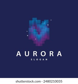 Aurora Light Wave Sky View Logo, Simple Abstract Templet Illustration Design