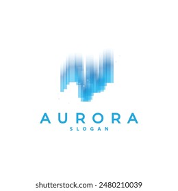 Aurora Light Wave Sky View Logo, Simple Abstract Templet Illustration Design