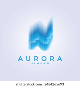 Aurora Light Wave Sky View Logo, Simple Abstract Templet Illustration Design