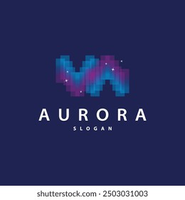 Aurora Light Wave Sky View Logo, Simple Abstract Templet Illustration Design