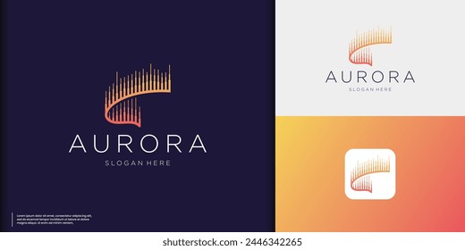 Aurora Logo design. colorful aurora borealis logo suitable for light or LED products, nordic companies, creative studios etc.