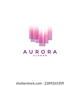 Aurora Logo, Light Wave Vector, Nature Landscape Design, Product Brand Template Illustration Icon