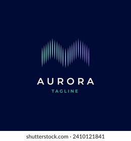 aurora logo, modern northern lights sky aurora borealis icon logo design illustration