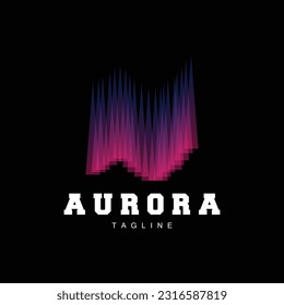 Aurora Logo, Simple Design Amazing Natural Scenery Of Aurora, Vector Icon Template, Illustration