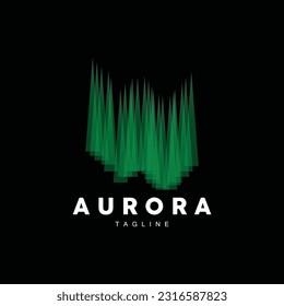 Aurora Logo, Simple Design Amazing Natural Scenery Of Aurora, Vector Icon Template, Illustration