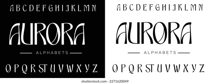 AURORA luxury minimalist geometric sans serif vector font alphabet set