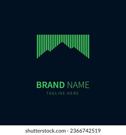 aurora mountain logo illustration with green color