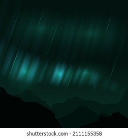 Aurora Mountain Vector Illustration . wallpaper tosca and black
