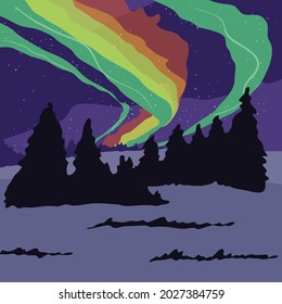 Aurora northern light Illustration vector