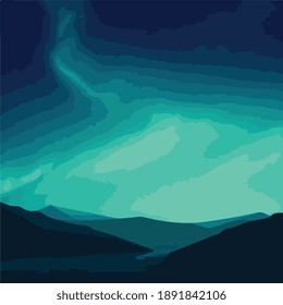 aurora sky vector art eps
