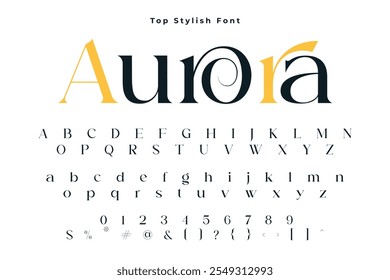 Aurora Stylish alphabet typeface display font vector and Beautiful luxury typography Font
