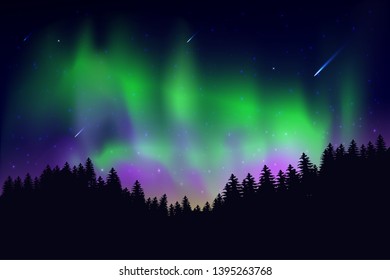 Aurora That happened on the sky at night with the stars of the sky