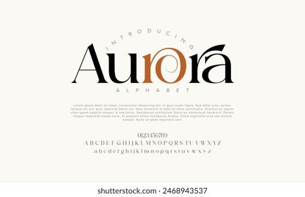 Aurora vector alphabet font for logo design