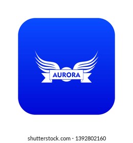 Aurora wing icon blue vector isolated on white background