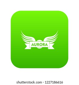 Aurora wing icon green vector isolated on white background