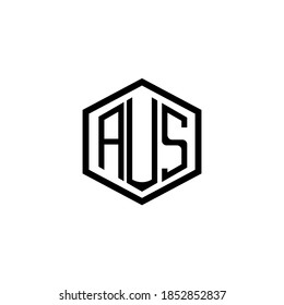 AUS-Buchstaben Symbol-Design auf rotem Hintergrund. Creative Letter AUS/A U S Logo Design. AUS-Initialen Logo-Design