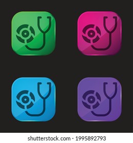 Auscultate four color glass button icon