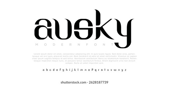 Ausky Modern alphabet letters font logo. Typography luxury minimal lettering fonts decorative wedding vintage retro logos. vector illustration