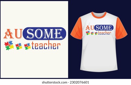 AUSOME TEACHER typography t shirt design , typography t shirt , t shirt design , SVG , SVG design 