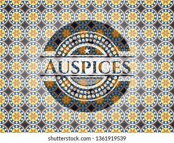 Auspices arabesque style badge. arabic decoration.