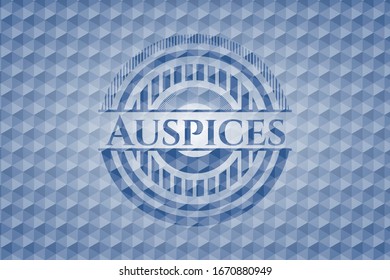 Auspices blue emblem with geometric pattern. Vector Illustration. Detailed.