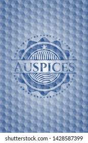 Auspices blue polygonal emblem. Vector Illustration. Detailed.