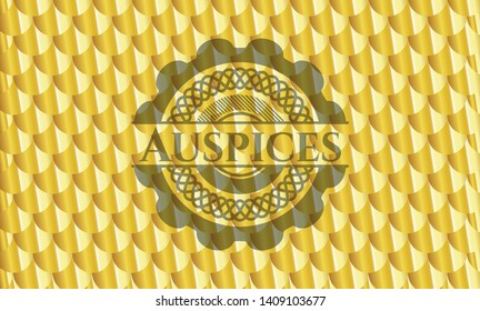 Auspices gold emblem. Scales pattern. Vector Illustration. Detailed.