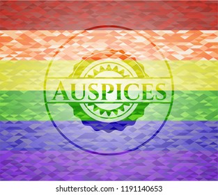 Auspices on mosaic background with the colors of the LGBT flag