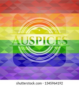 Auspices on mosaic background with the colors of the LGBT flag