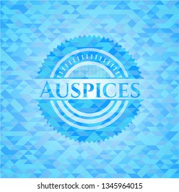 Auspices realistic light blue emblem. Mosaic background