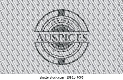 Auspices silver badge or emblem. Scales pattern. Vector Illustration. Detailed.