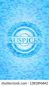 Auspices sky blue emblem. Mosaic background
