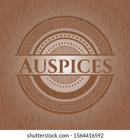 Auspices vintage wood emblem. Vector Illustration.