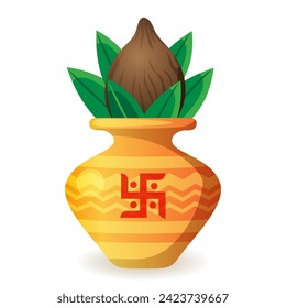 auspicious kalash in hindu culture and tradition vector