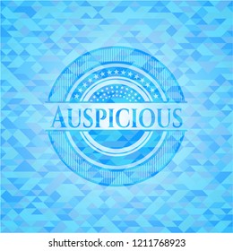Auspicious realistic light blue mosaic emblem
