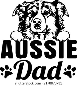 Aussie Austrailian shepherd Dog EPS VECTOR pet lover dad