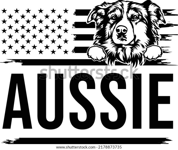 Aussie Austrailian Shepherd Dog Eps Vector Stock Vector (Royalty Free ...