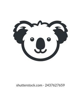 Aussie Icon Cartoon Silhouette of Koala Bear Logo Illustration