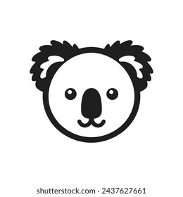 Aussie Icon Cartoon Silhouette of Koala Bear Logo Illustration