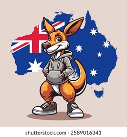 Aussie Kangaroo in Hoodie Vector