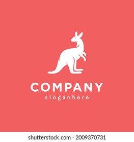 Aussie Kangaroo Logo Design Vector Icon Illustration template emblem mascot silhouette