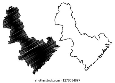 Aust-Agder (Administrative divisions of Norway, Kingdom of Norway) map vector illustration, scribble sketch Aust-Agder fylke map