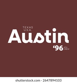 Austin 96, Graphic design print t-shirts fashion, illustration, vector, posters, cards, stickers, mug