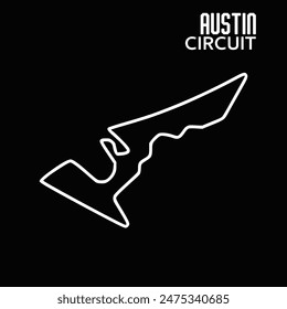 Austin circuit for motorsport and autosport. Americas grand prix race track. Black background