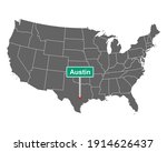 Austin city limit sign and map of USA on white