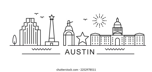 Austin City Line View. Poster print minimal design.