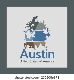 Logo geométrico creativo del Mapa de Austin City