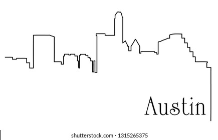 Austin city one line drawing abstract background with cityscape