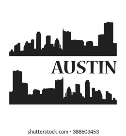 Austin City Silhouette |  The capital of the US state of Texas and the seat of Travis County. Located in Central Texas. Isolated Vector Graphic Element Design Illustration Material Color.