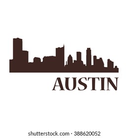 Austin City Silhouette |  The capital of the US state of Texas and the seat of Travis County. Located in Central Texas. Isolated Vector Graphic Element Design Illustration Material Color.